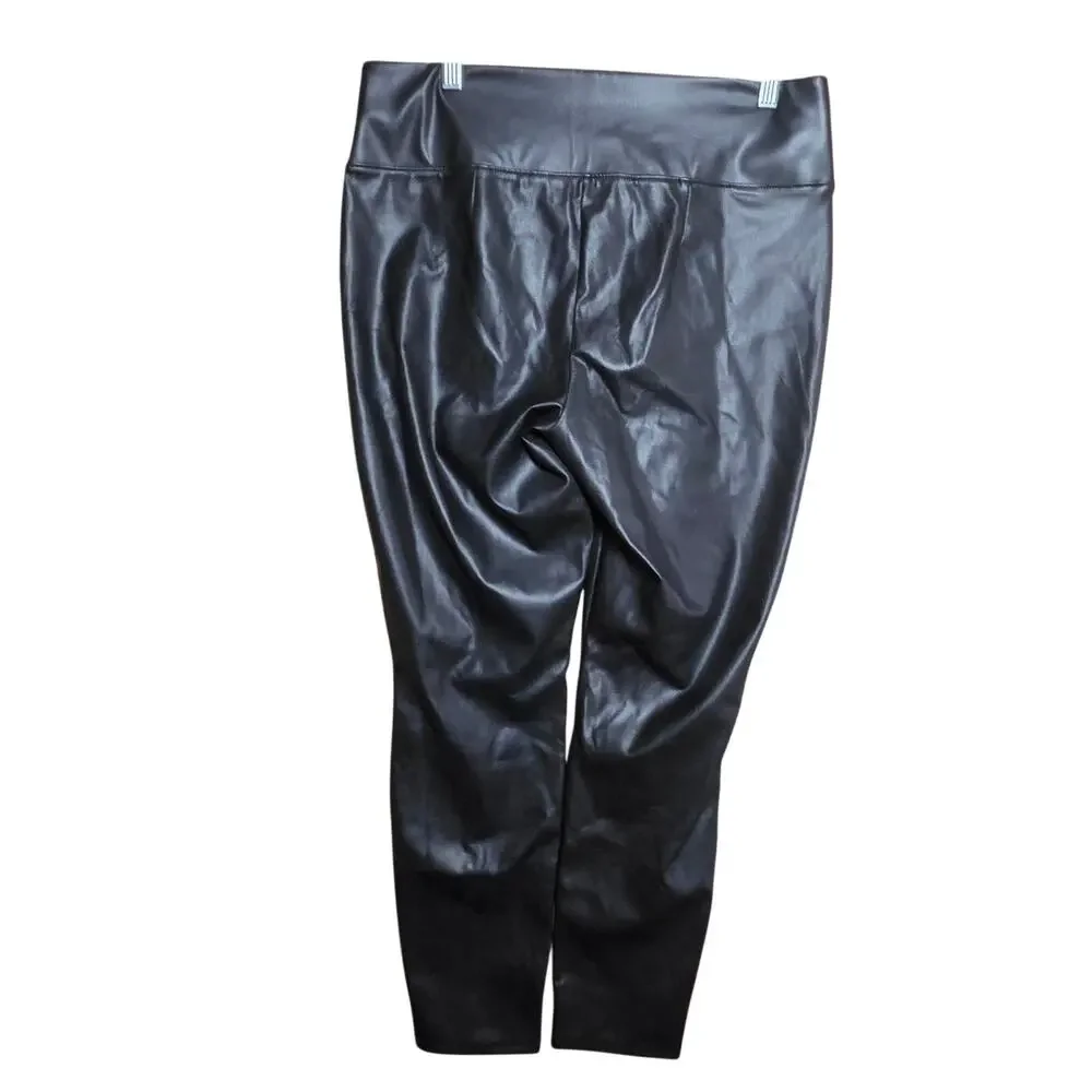 Black Vegan Faux Leather Leggings Size Large